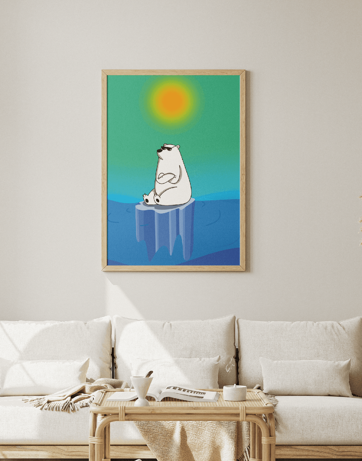Global Warming — Oji Kadai art print, polar bear on melting ice